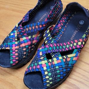 Bernie Mev open-toed rainbow wedges size 38 (7 US)